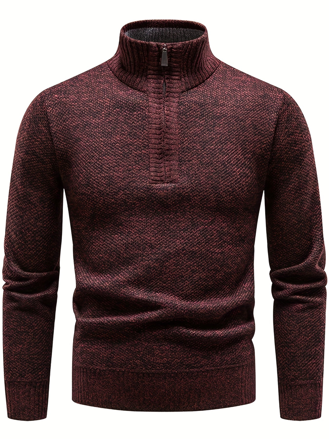 Men's Zipper Knitted Sweater Casual Warm Solid Pullover