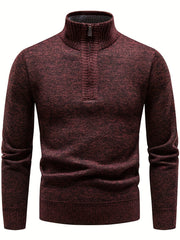 Men's Zipper Knitted Sweater Casual Warm Solid Pullover