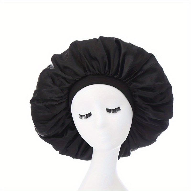 Extra Large Satin Bonnet Cap Wide Brimmed Nightcap Solid Hat