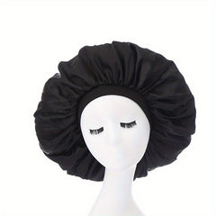 Extra Large Satin Bonnet Cap Wide Brimmed Nightcap Solid Hat