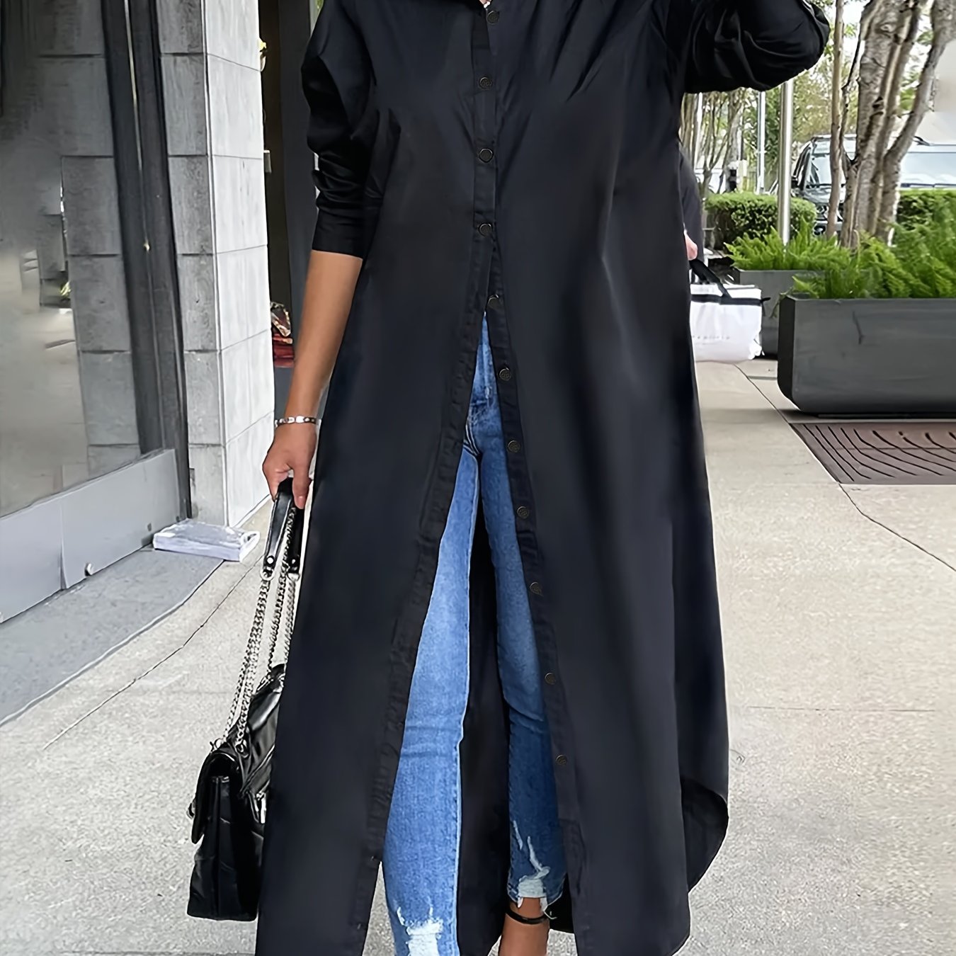  Casual Dress Women's Solid Long Sleeve Maxi Dress
