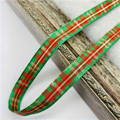 5 Yards 10mm Plaid Ribbon Christmas Series for DIY Gift Wrapping