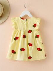 Girls Strawberry Embroidery Sleeveless Dress for Summer