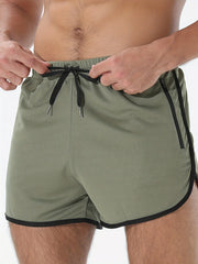 Men's Solid Drawstring Shorts Active Breathable Comfy