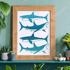 Reusable Shark Drawing Stencil Sea Animal Painting Stencils