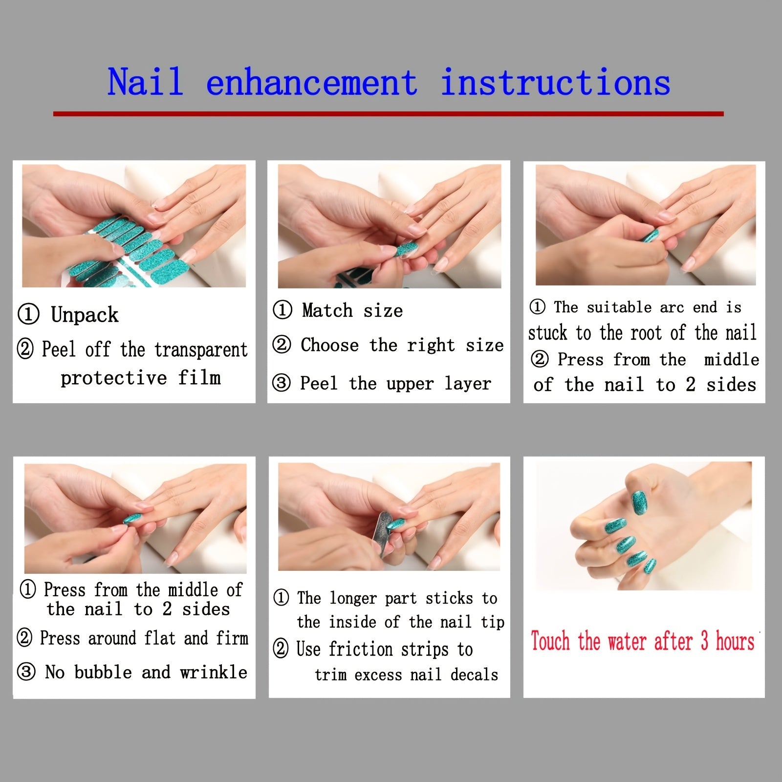 Glitter Nail Wraps Solid Shine Full Wrap Nail Decals Self Adhesive Stickers