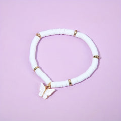 6pcs Butterfly Charm Clay Bead Bracelet for Girls