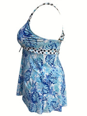  Tropical & Polka Dot Print Tankini Set