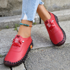 Women's Lace-Up Flat Shoes Lightweight Soft Sole Faux Leather Shoes