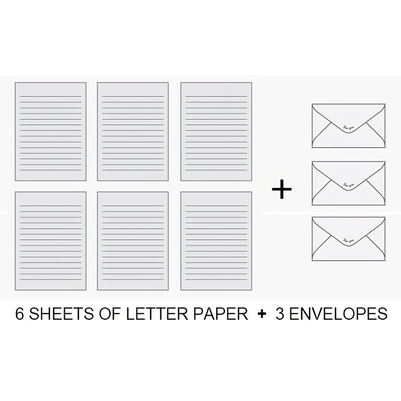 Stationery Writing Paper & Envelopes Set, 6 Letters & 3 Envelopes