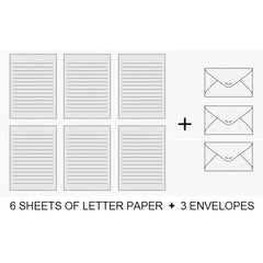 Stationery Writing Paper & Envelopes Set, 6 Letters & 3 Envelopes
