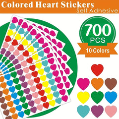 700 Colored Heart Dot Stickers Sticky Dots Coding Labels 10 Styles