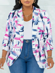  Tie Dye Long Sleeve Shawl Collar Blazer