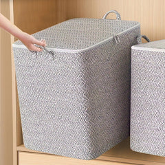 3pcs Large Storage Bins Non Woven Organizer Boxes Handles Striped Pattern