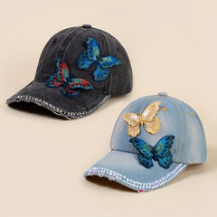 Vintage Butterfly Baseball Cap Washed Distressed Sun Hat