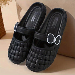 Women's Bowknot Decor Clogs Closed Toe Slip On Shoes