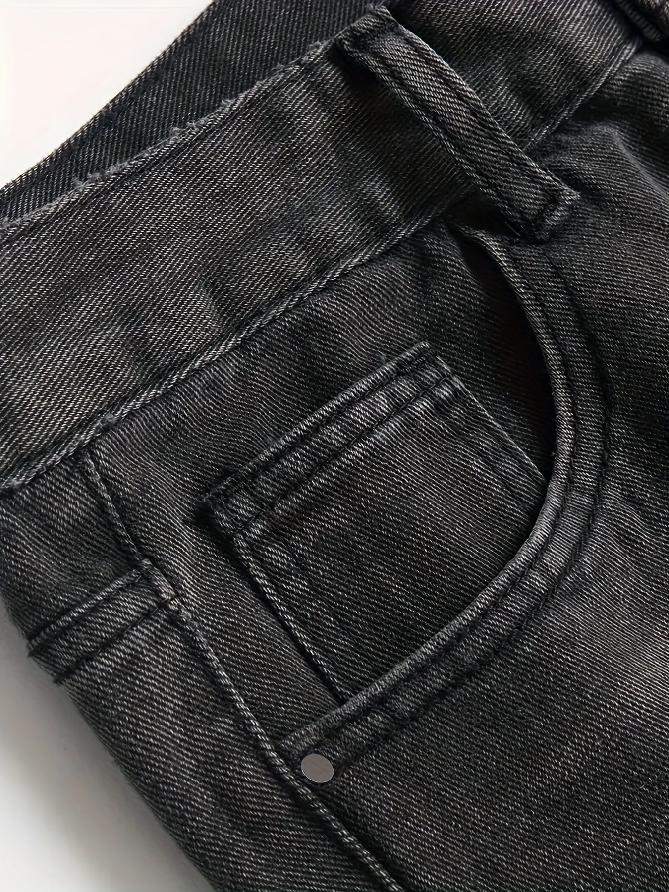 Slim Fit Ripped Jeans Mens Casual Street Style Solid Distressed Denim Pants