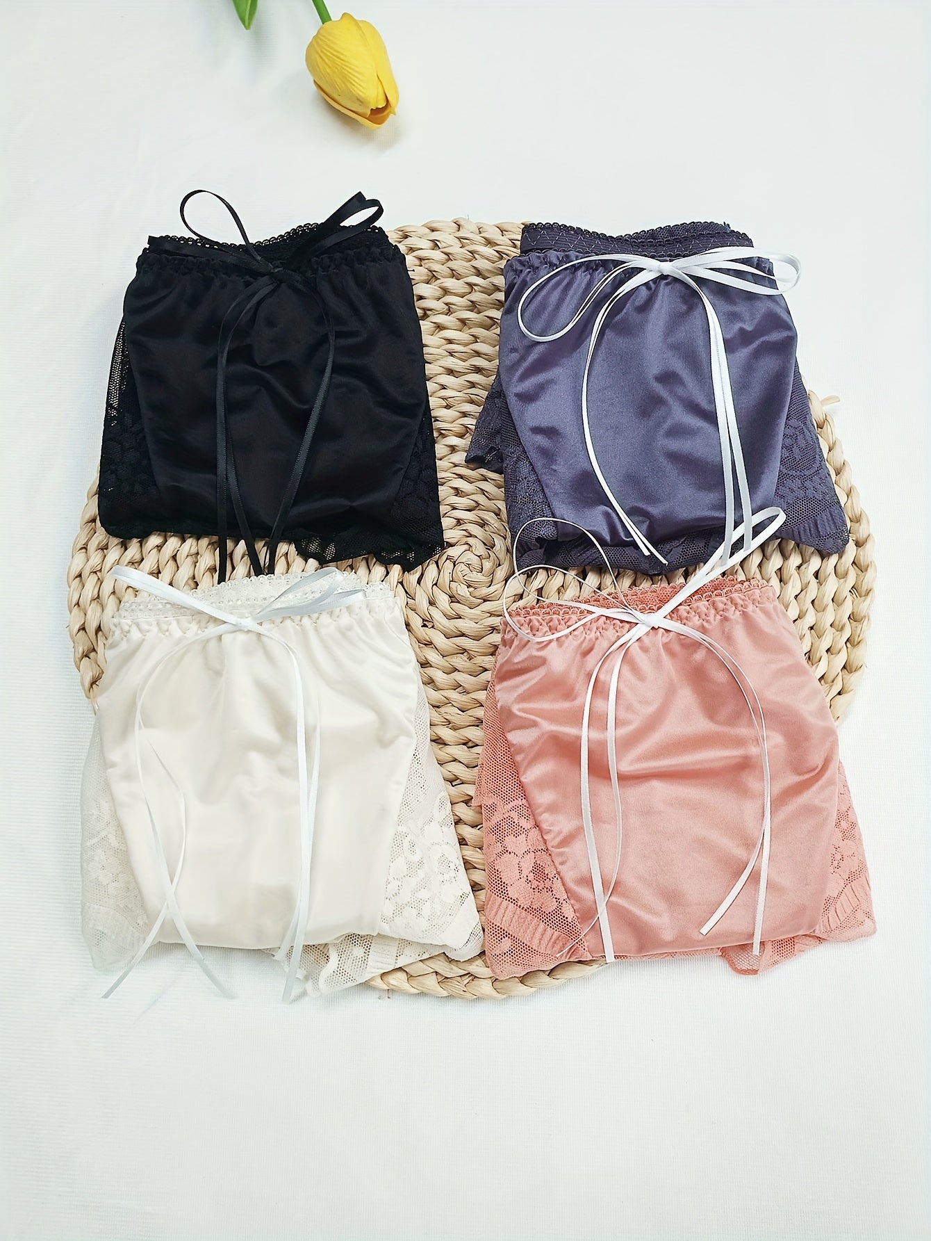 4pcs Lace Stitching Briefs Comfy Intimates Panties Women's Lingerie