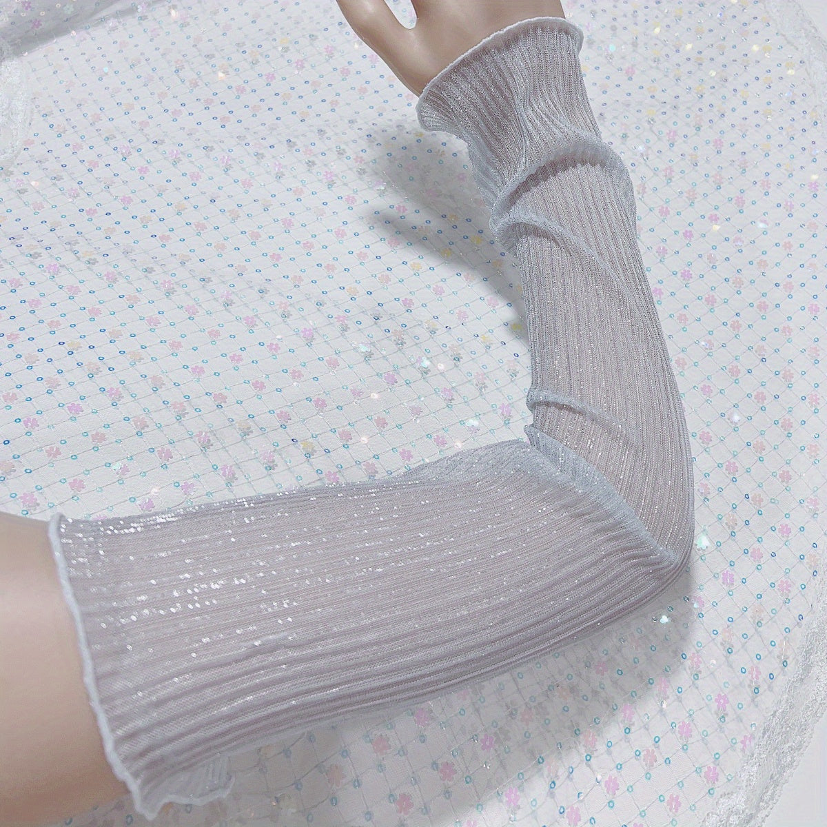 Glitter Long Gloves Elastic Decoration for Women Prom