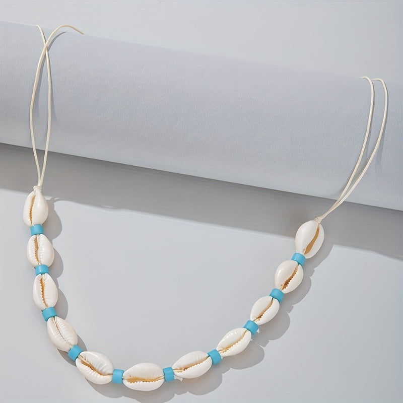 Shell Beaded Waist Chain Elastic Braided Waistband