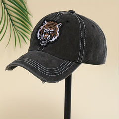 Tiger Embroidery Vintage Distressed Baseball Cap