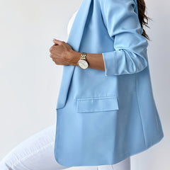 Women's Plus Solid Long Sleeve Open Front Blazer