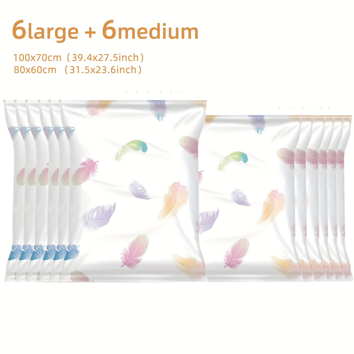 6pcs Vacuum Compression Storage Bags for Clothes Blankets Shirts