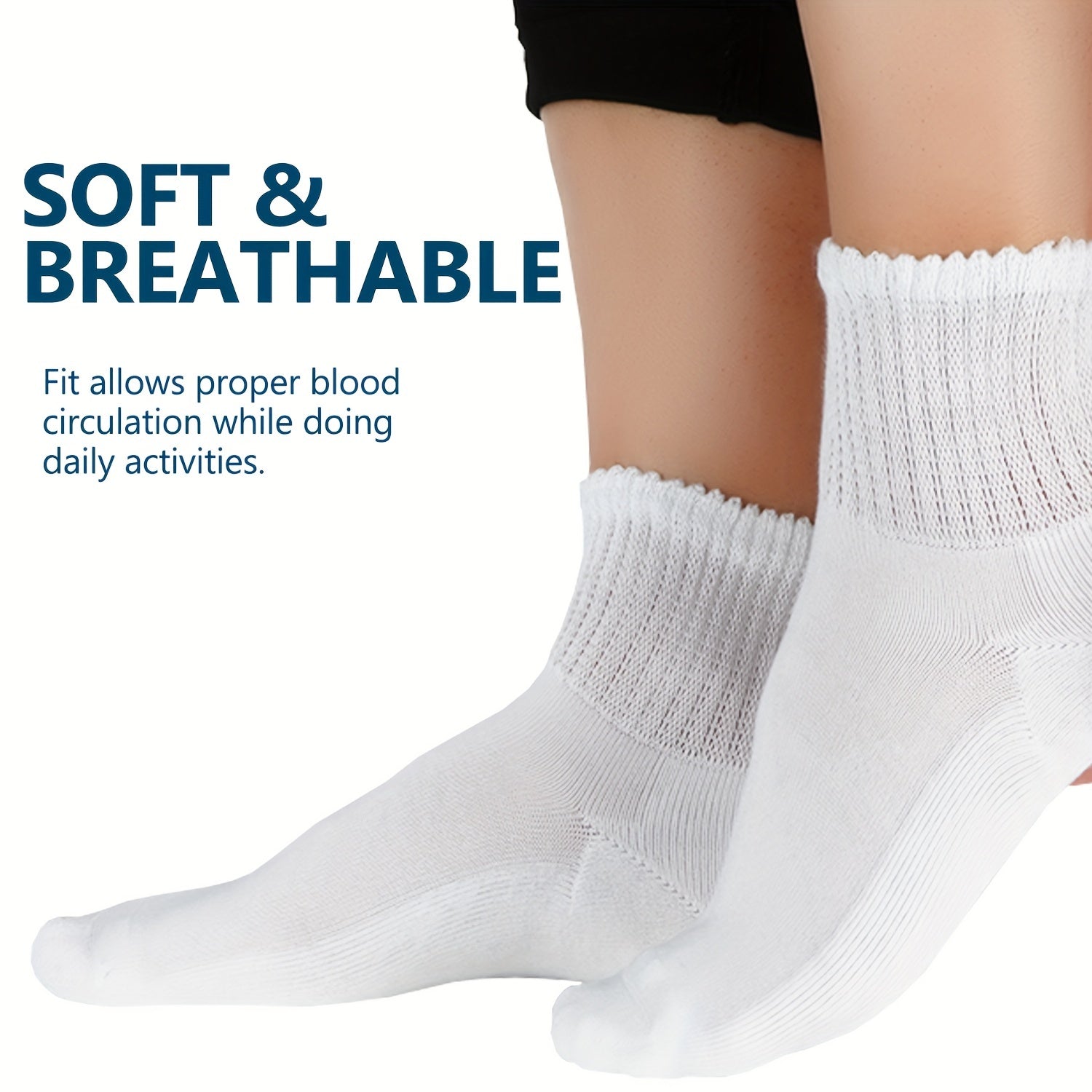 4 Pair Bamboo Non-Binding Diabetic Ankle Socks