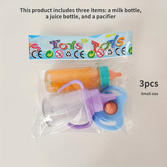 Doll Feeding Set Milk Juice Bottles 2 Pacifiers for Toy Stroller Gift