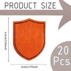 20 PCS Orange Pu Leather Patches Shield Row For Men