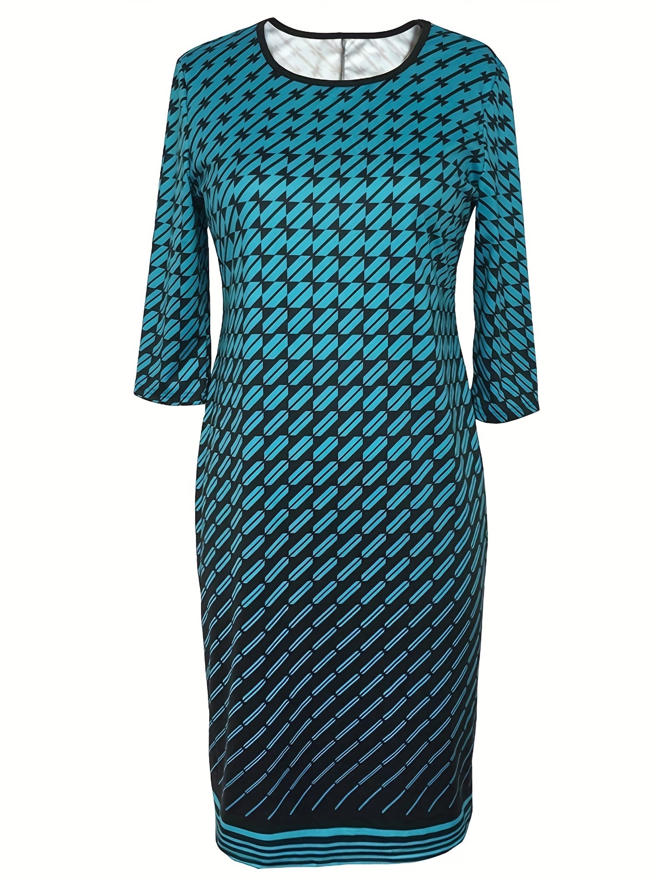 Geometric Print Half Sleeve Slim Fit Dress