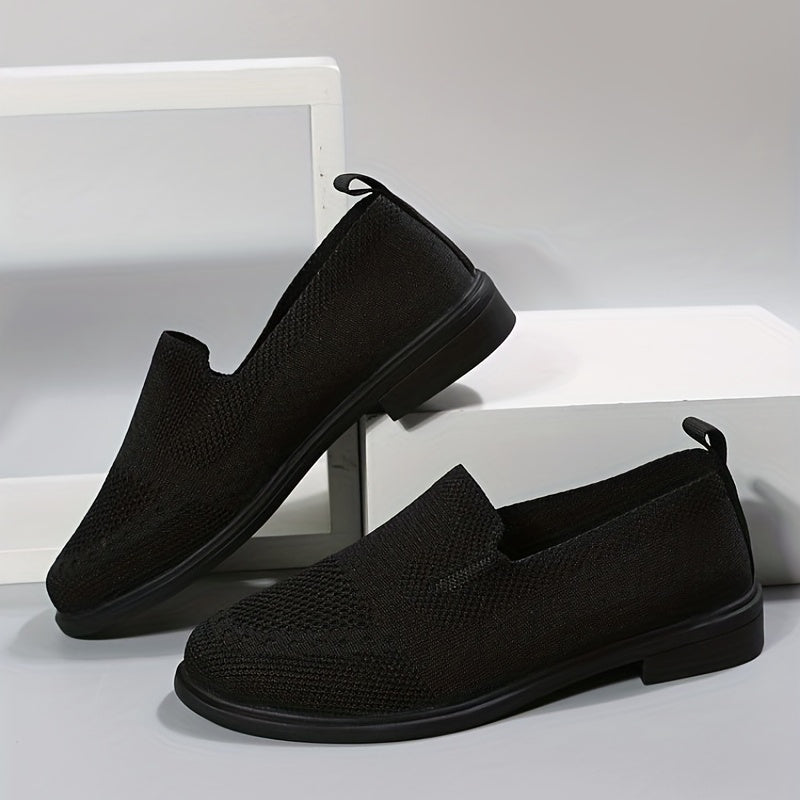 Women's Knitting Flat Slip On Shoes Casual Walking Shoes