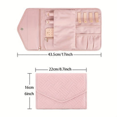 Foldable Solid Faux Suede Jewelry Bag Large Capacity Travel Portable Jewelry Sto