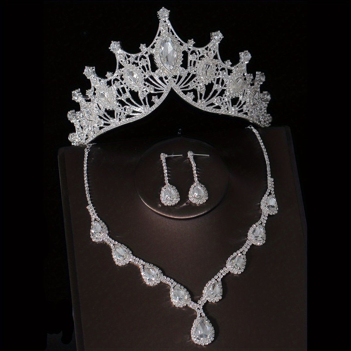 Crystal Bridal Headband Necklace Earrings Set Wedding Accessory