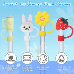 8pcs Cartoon Straw Tip Covers for 10mm Straw Cup Accessories