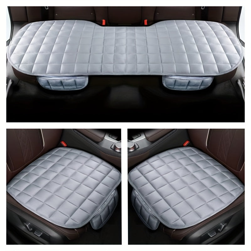 Plush Car Seat Cushion Winter Three-piece Set Non-slip Tie Car Supplies