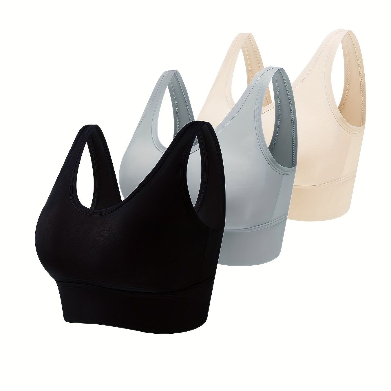 3pcs Seamless Wireless Sports Bra Comfy & Breathable Workout Tank Bra