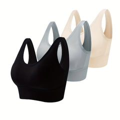 3pcs Seamless Wireless Sports Bra Comfy & Breathable Workout Tank Bra