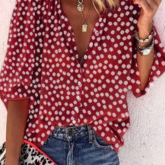  Boho Blouse Floral Print Puff Sleeve Shirt