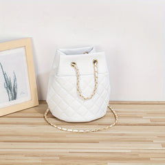 Minimalist Bucket Bag Argyle Pattern Shoulder Bag