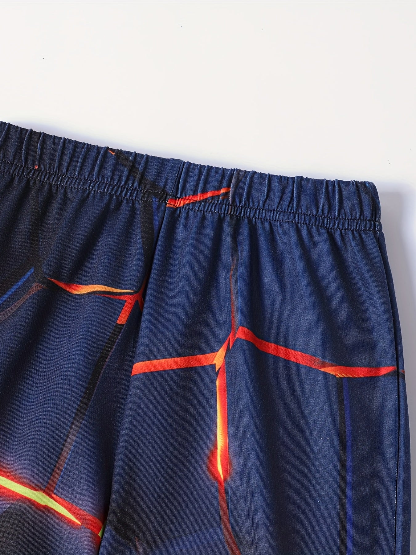 Boy's Geo Print Elastic Casual Pants All match Trousers