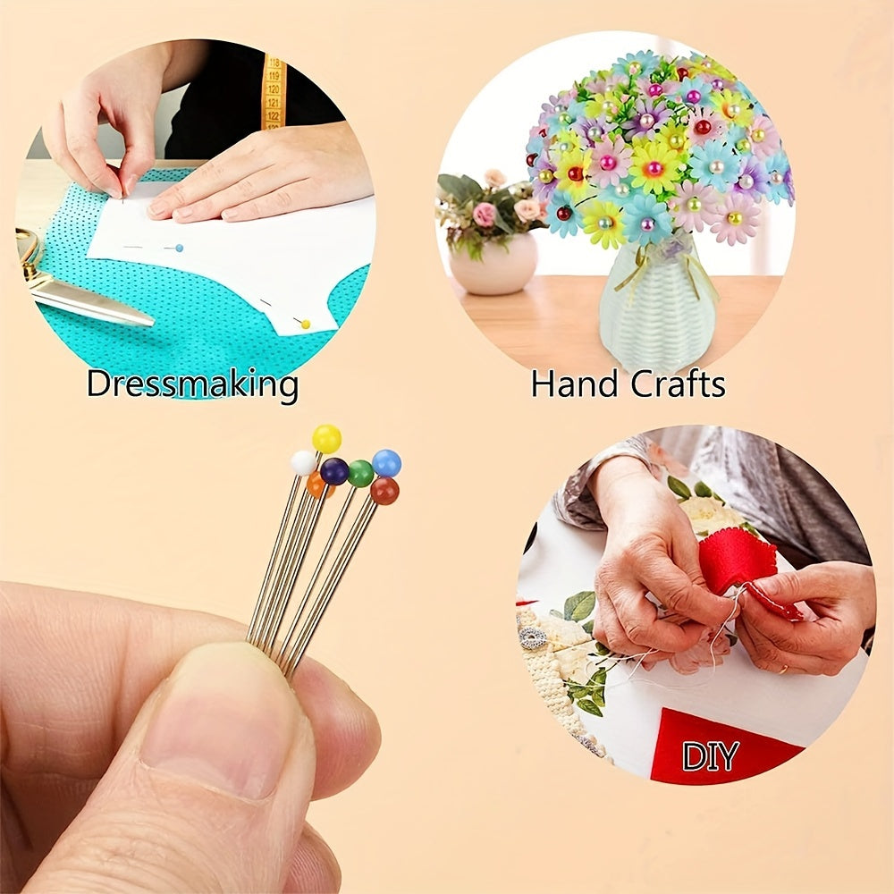 100pcs Straight Pins Pearlized Ball Heads Quilting Pins