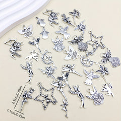 32pcs Set Mix Zinc Alloy Antique Silvery Fairy Angel Charms Pendants