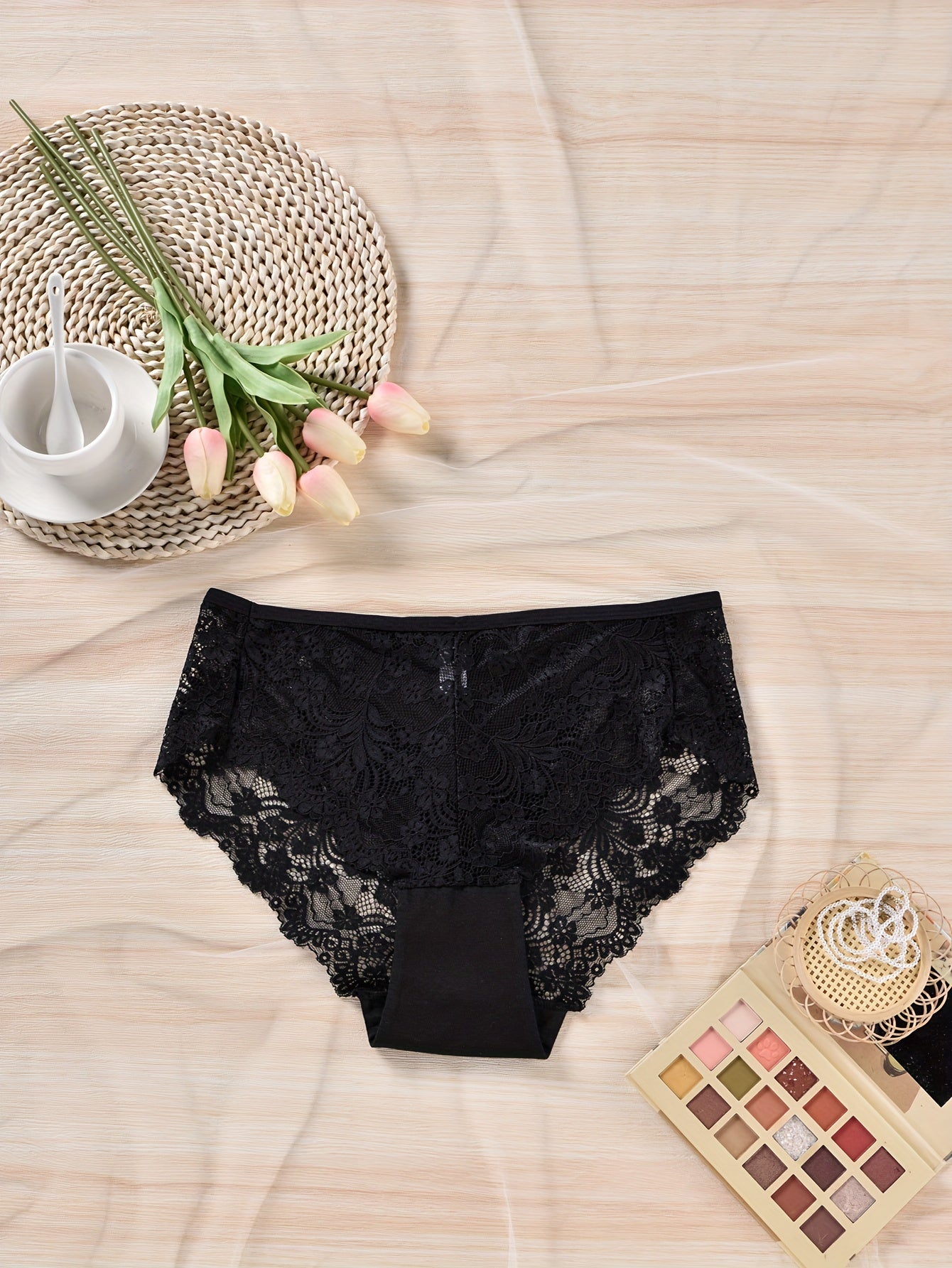  Women's Lace Full Brief Panty Soft Breathable Medium Stretch