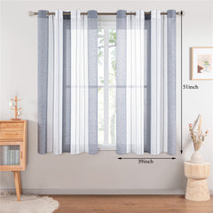 Sheer Tulle Curtains Striped Pattern Perforated Blinds for Living Room Bedroom