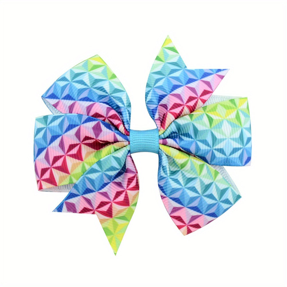 LGBT Rainbow Bowknot Hair Clip Pride Month Printed Stripe Bow Hair Accessory