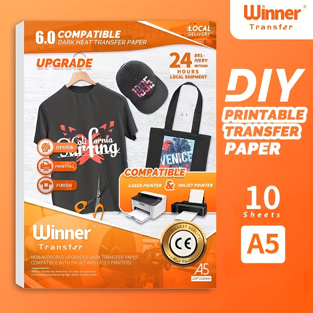 10pcs Transfer Heat Transfer Paper For T Shirt Dark Fabric A5