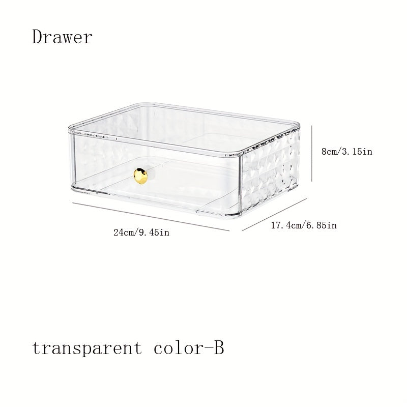PET Material Drawer Storage Box for Cosmetics Stationery Bathroom Toiletries