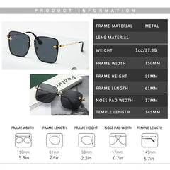 Classic Punk Metal Bee Sunglasses Vintage Gradient Frame Shades