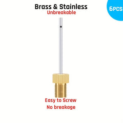 6pcs Brass Ball Pump Needles Heavy Duty Air Pump Needles for Balls